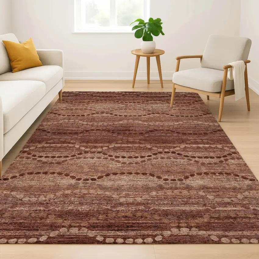 Rust And Copper Abstract Geometric Washable Area Rug With UV Protection Photo 5