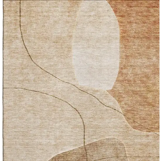 Rust And Copper Abstract Washable Area Rug With UV Protection Photo 3