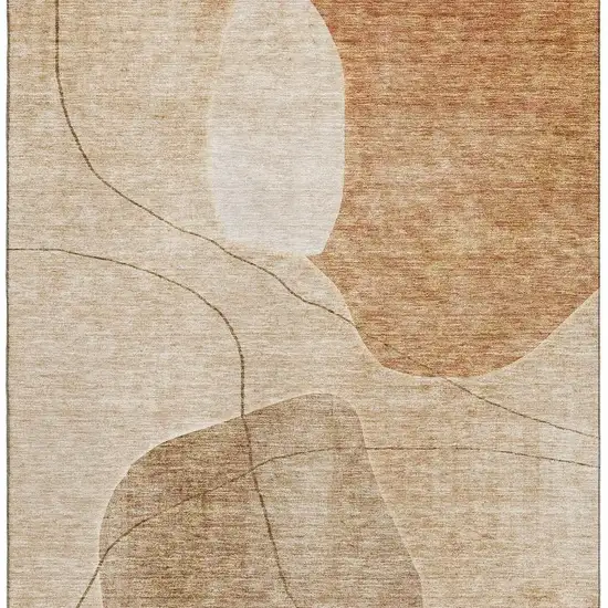 Rust And Copper Abstract Washable Area Rug With UV Protection Photo 4