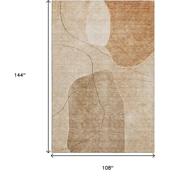 Rust And Copper Abstract Washable Area Rug With UV Protection Photo 3