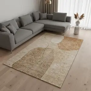 Photo of Rust And Copper Abstract Washable Area Rug With UV Protection