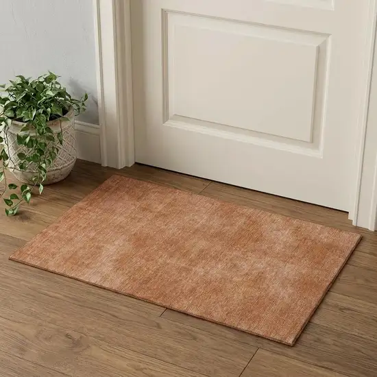 Rust And Copper Abstract Washable Area Rug With UV Protection Photo 1