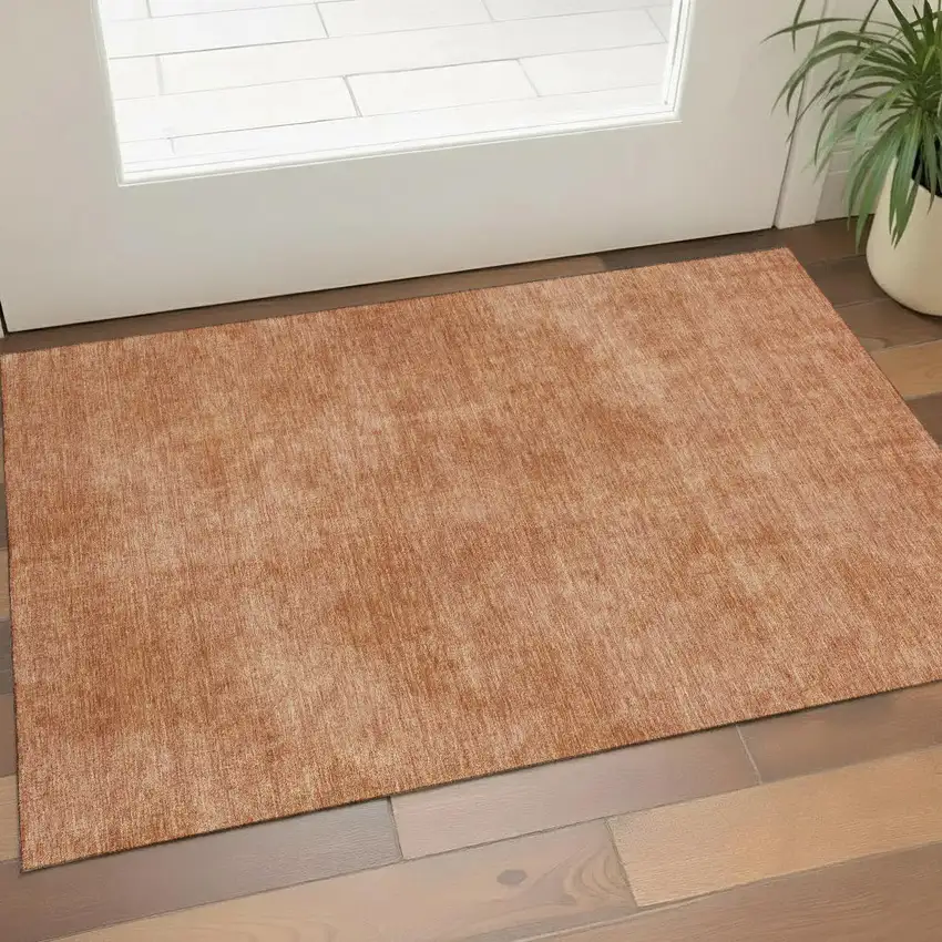 Rust And Copper Abstract Washable Area Rug With UV Protection Photo 1