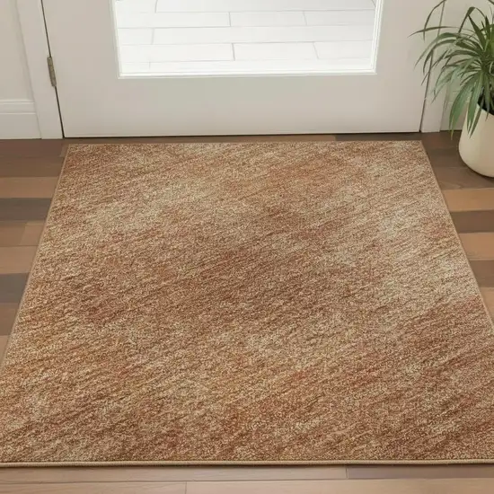 Rust And Copper Abstract Washable Area Rug With UV Protection Photo 2