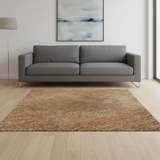 Rust And Copper Abstract Washable Area Rug With UV Protection Photo 2