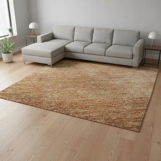 Rust And Copper Abstract Washable Area Rug With UV Protection Photo 2