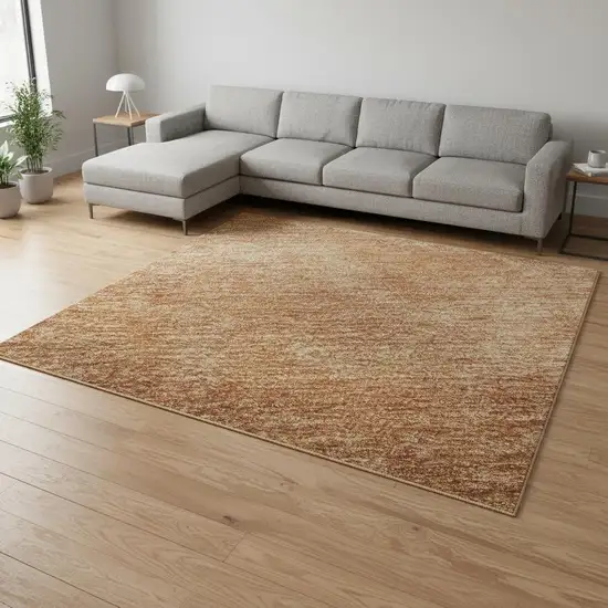 Rust And Copper Abstract Washable Area Rug With UV Protection Photo 2