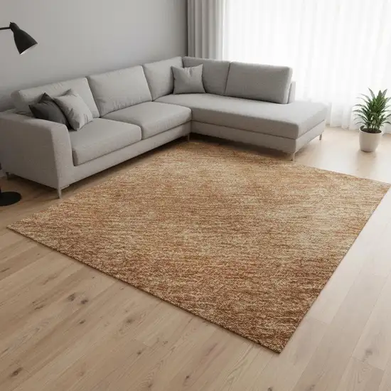 Rust And Copper Abstract Washable Area Rug With UV Protection Photo 2