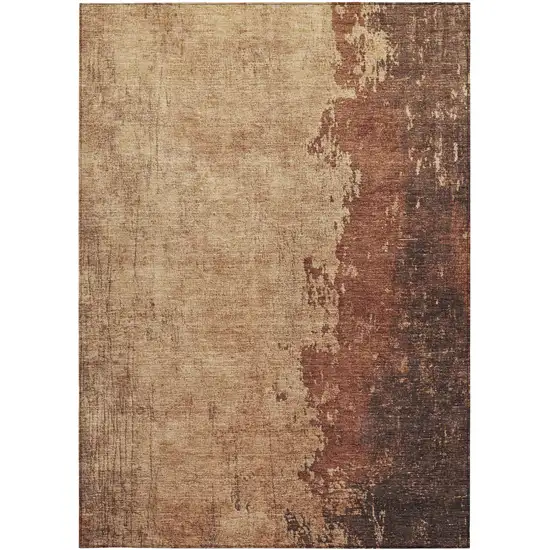 Rust And Copper Abstract Washable Indoor Outdoor Area Rug Photo 9