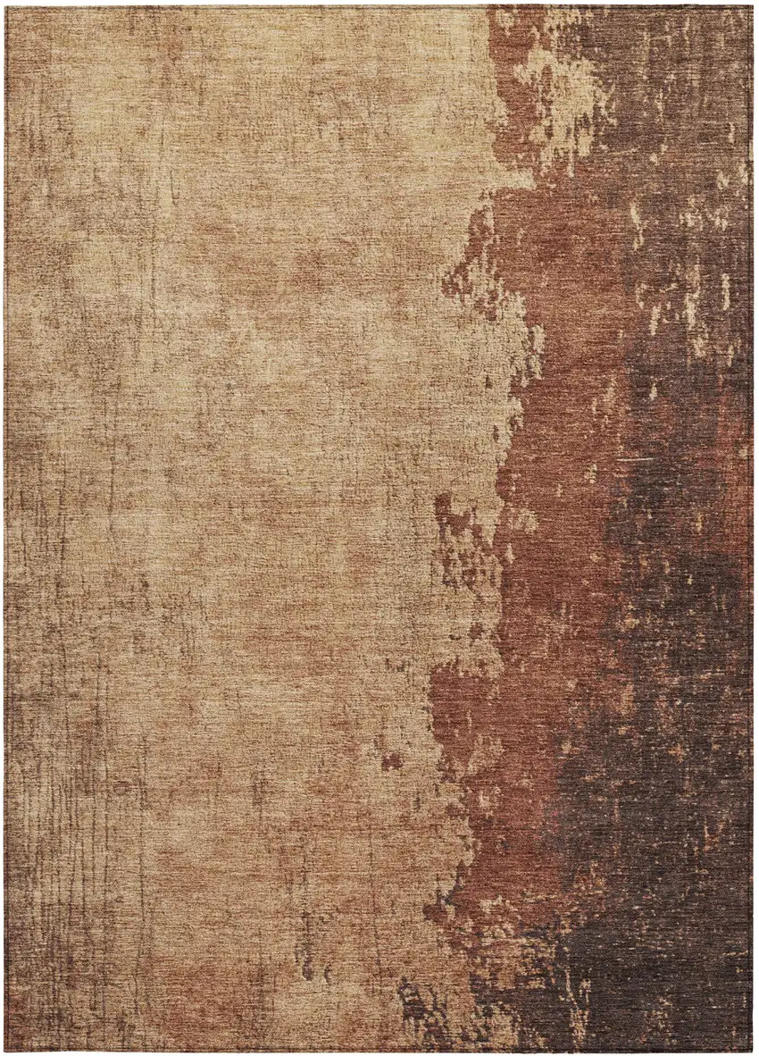 Rust And Copper Abstract Washable Indoor Outdoor Area Rug Photo 9