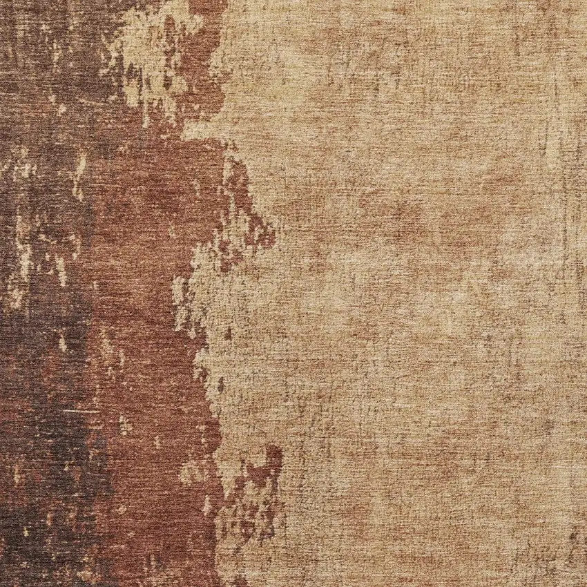 Rust And Copper Abstract Washable Indoor Outdoor Area Rug Photo 1