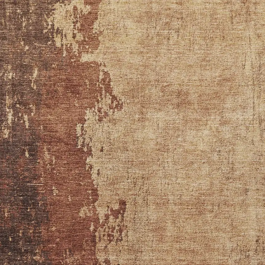 Rust And Copper Abstract Washable Indoor Outdoor Area Rug Photo 1
