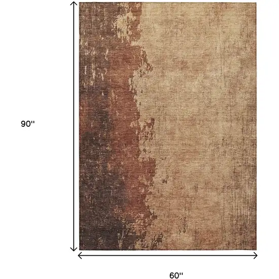Rust And Copper Abstract Washable Indoor Outdoor Area Rug Photo 9