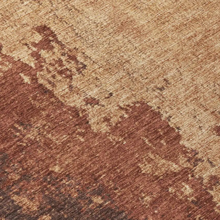 Rust And Copper Abstract Washable Indoor Outdoor Area Rug Photo 8