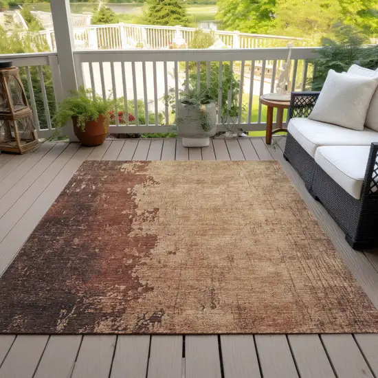 Rust And Copper Abstract Washable Indoor Outdoor Area Rug Photo 8