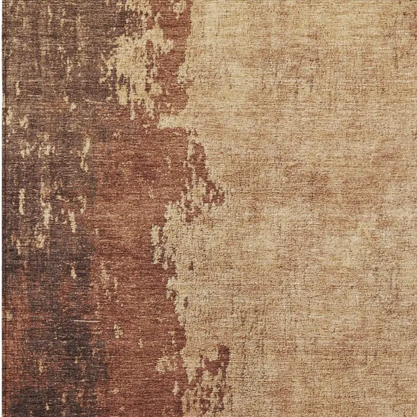 Rust And Copper Abstract Washable Indoor Outdoor Area Rug Photo 9