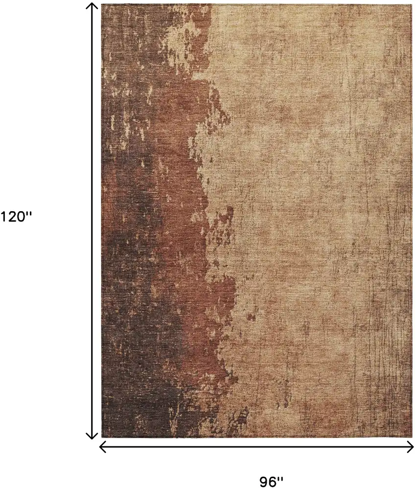 Rust And Copper Abstract Washable Indoor Outdoor Area Rug Photo 3