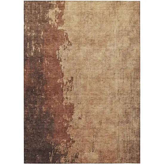 Rust And Copper Abstract Washable Indoor Outdoor Area Rug Photo 8