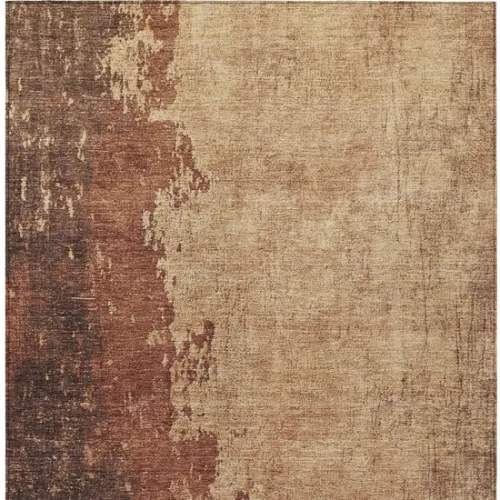 Rust And Copper Abstract Washable Indoor Outdoor Area Rug Photo 1