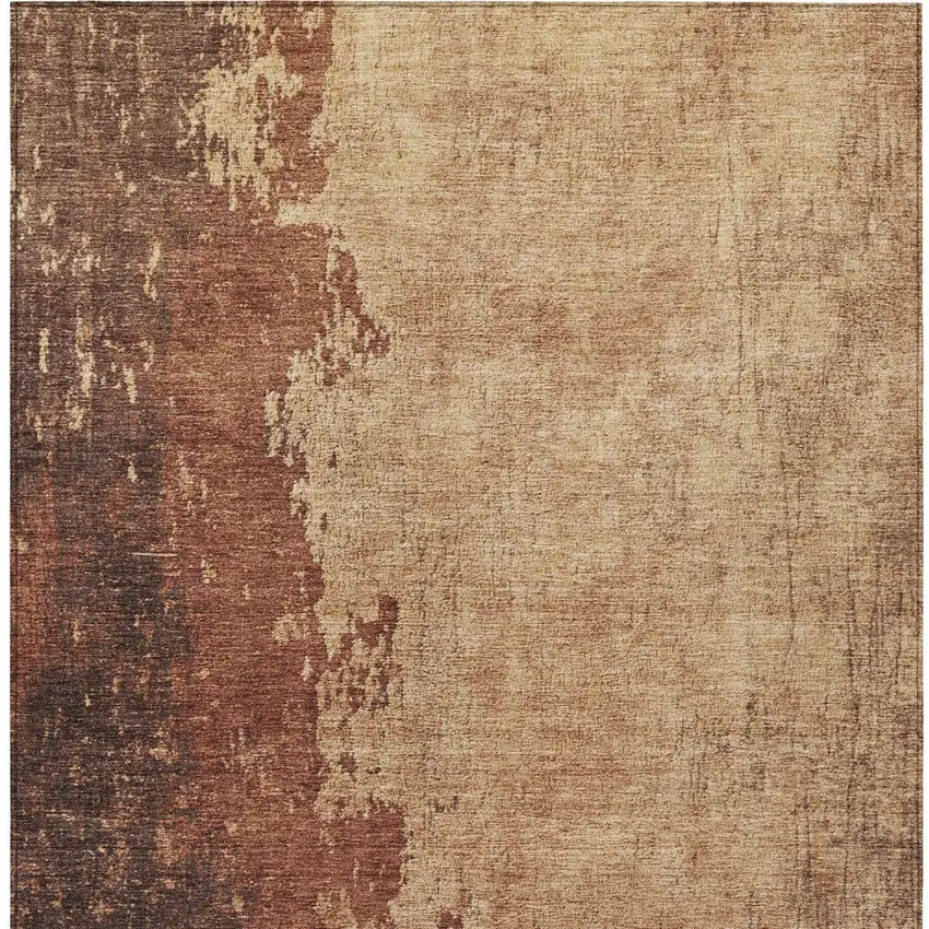 Rust And Copper Abstract Washable Indoor Outdoor Area Rug Photo 1