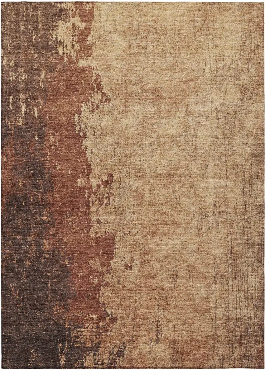 Rust And Copper Abstract Washable Indoor Outdoor Area Rug Photo 8