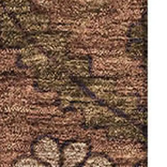 Rust And Copper Floral Washable Area Rug With UV Protection Photo 3