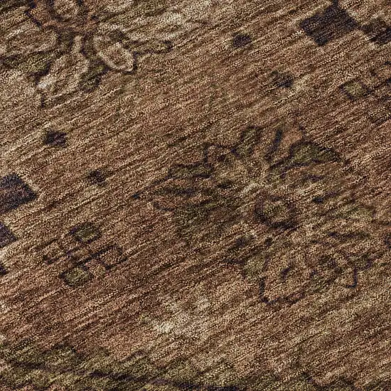 Rust And Copper Floral Washable Area Rug With UV Protection Photo 9