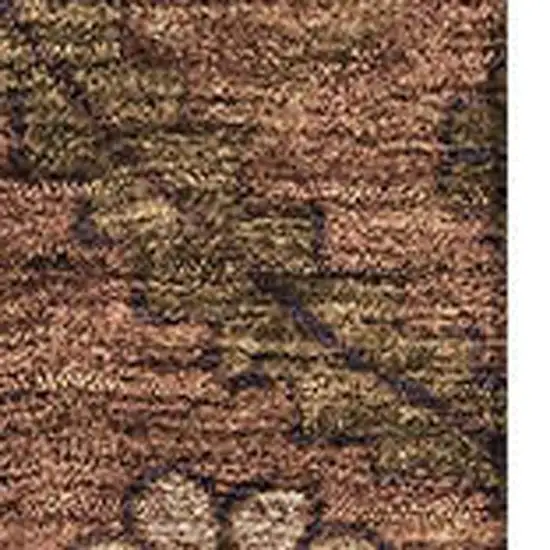 Rust And Copper Floral Washable Area Rug With UV Protection Photo 3