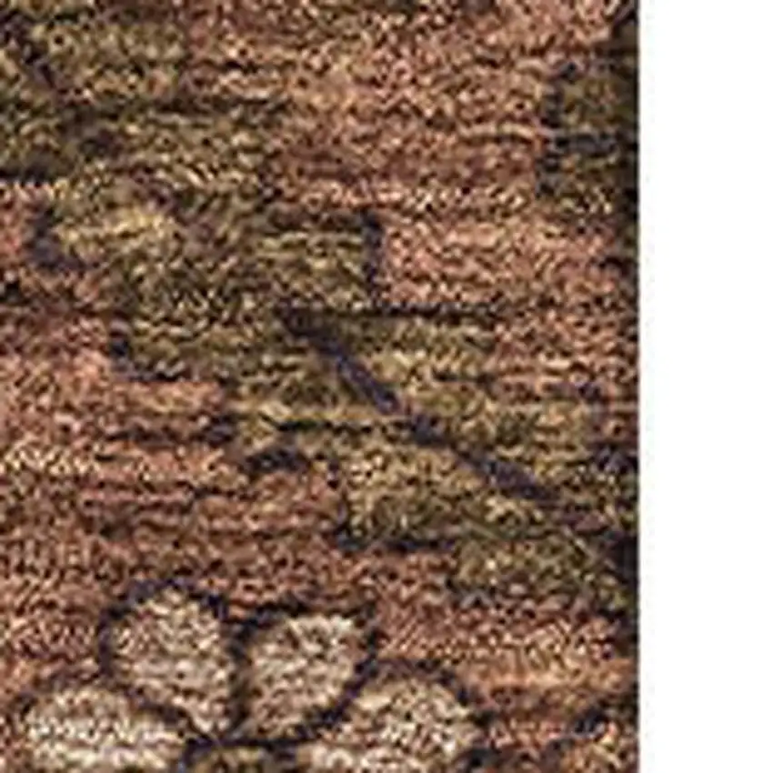 Rust And Copper Floral Washable Area Rug With UV Protection Photo 3