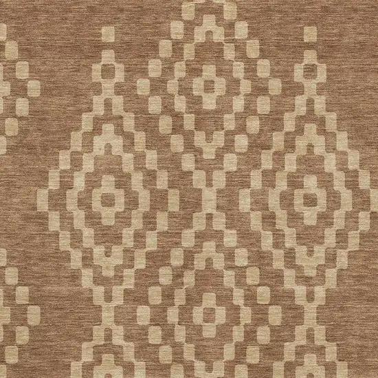 Rust And Copper Geometric Washable Area Rug With UV Protection Photo 3