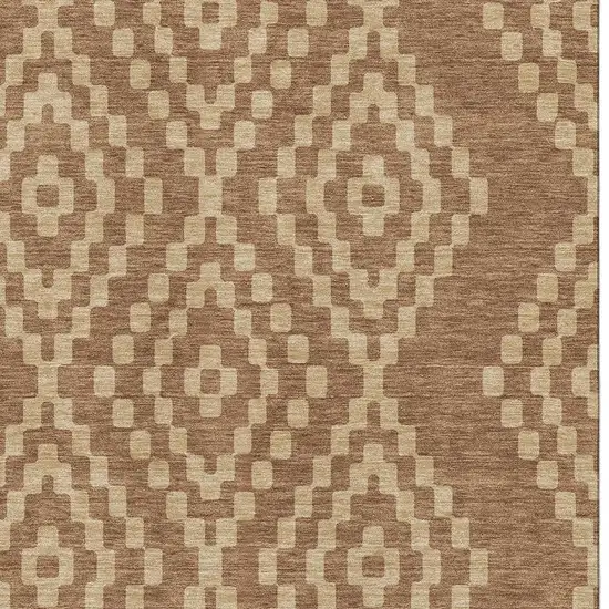 Rust And Copper Geometric Washable Area Rug With UV Protection Photo 3