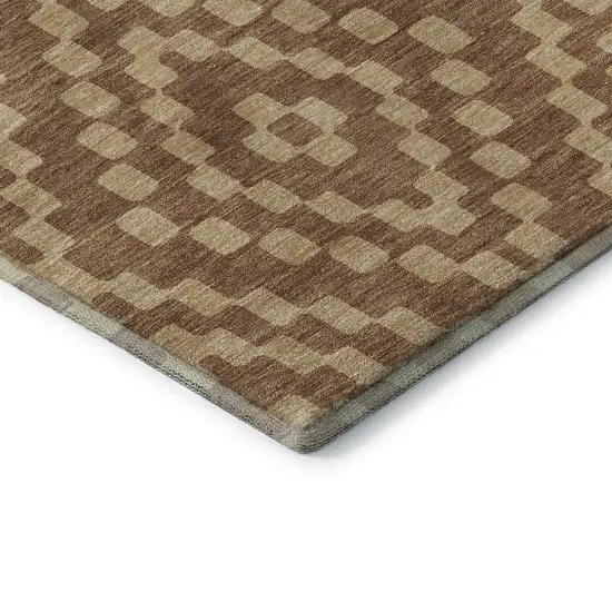 Rust And Copper Geometric Washable Area Rug With UV Protection Photo 8