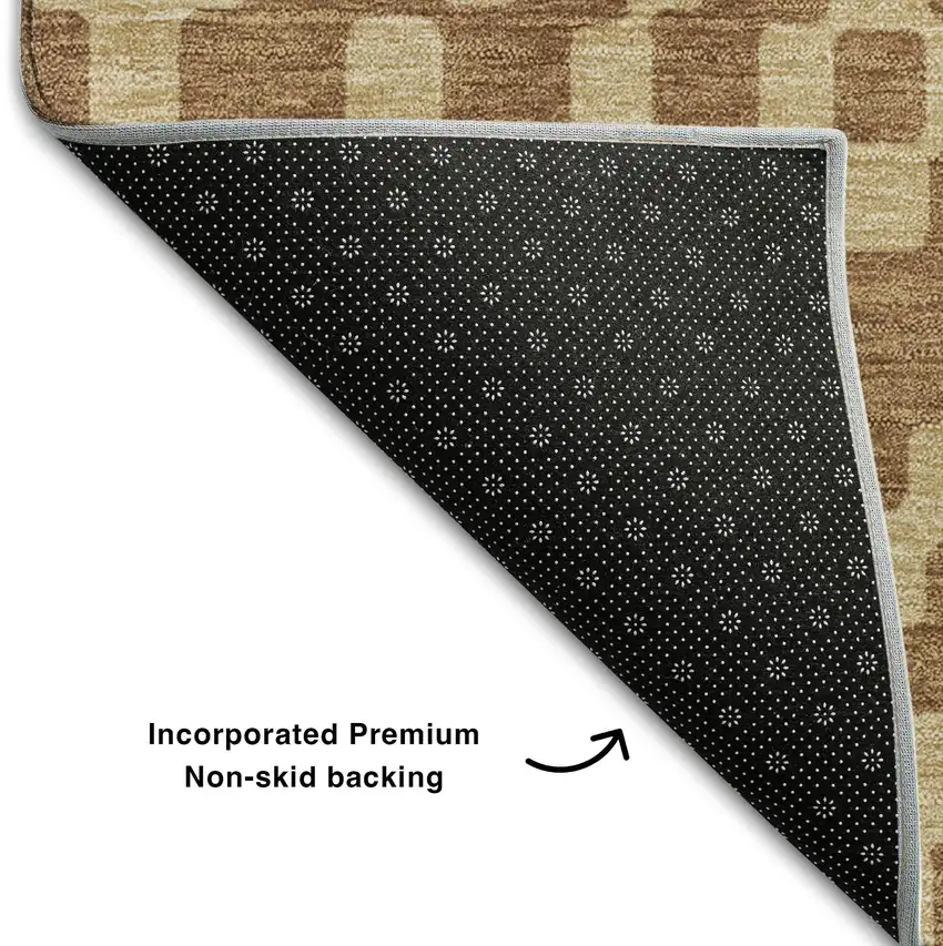 Rust And Copper Geometric Washable Area Rug With UV Protection Photo 7