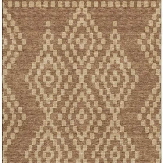 Rust And Copper Geometric Washable Area Rug With UV Protection Photo 4
