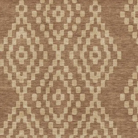 Rust And Copper Geometric Washable Area Rug With UV Protection Photo 3