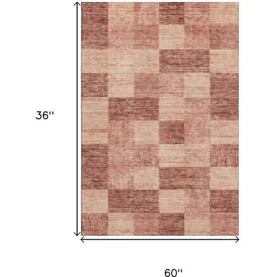 Rust And Copper Geometric Washable Area Rug With UV Protection Photo 3