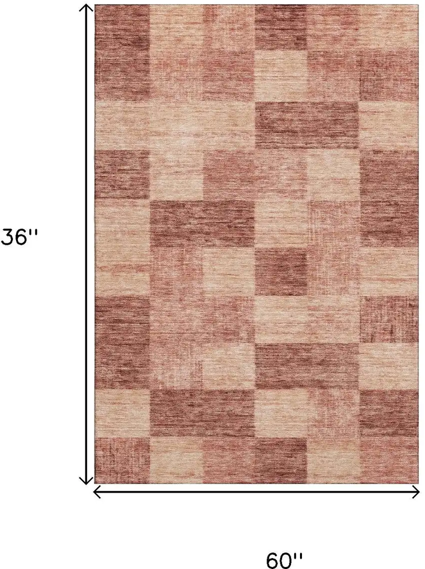 Rust And Copper Geometric Washable Area Rug With UV Protection Photo 3