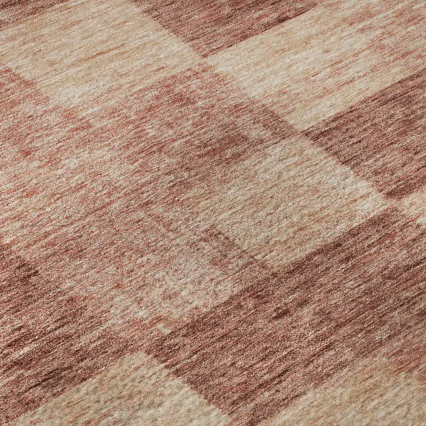 Rust And Copper Geometric Washable Area Rug With UV Protection Photo 7