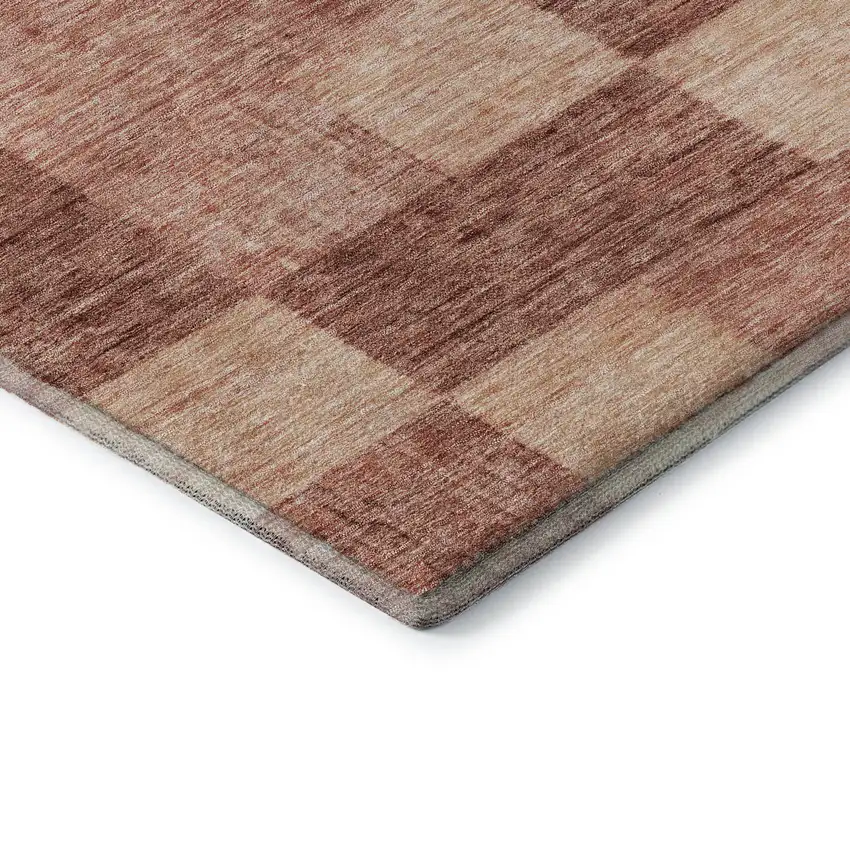 Rust And Copper Geometric Washable Area Rug With UV Protection Photo 5