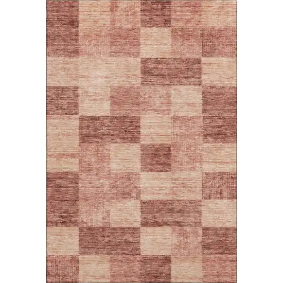 Rust And Copper Geometric Washable Area Rug With UV Protection Photo 3