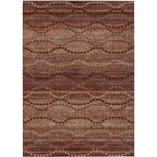 Rust And Copper Ogee Washable Indoor Outdoor Area Rug Photo 9