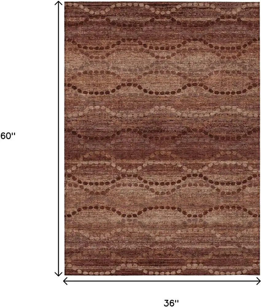Rust And Copper Ogee Washable Indoor Outdoor Area Rug Photo 9
