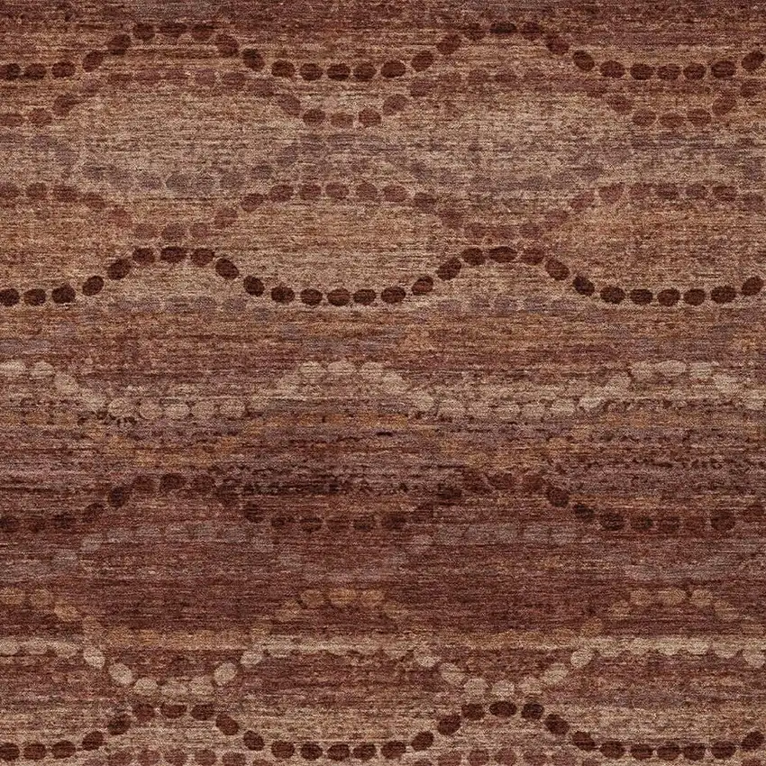 Rust And Copper Ogee Washable Indoor Outdoor Area Rug Photo 7