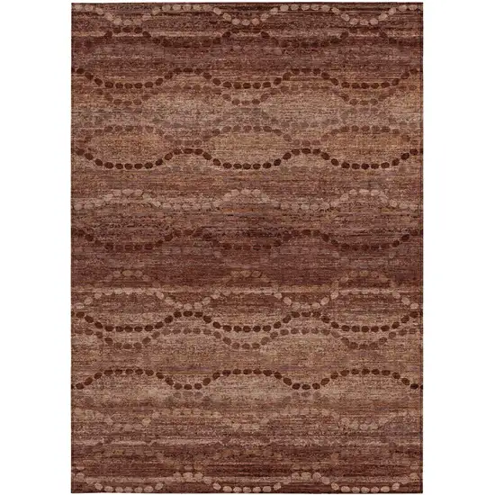 Rust And Copper Ogee Washable Indoor Outdoor Area Rug Photo 1