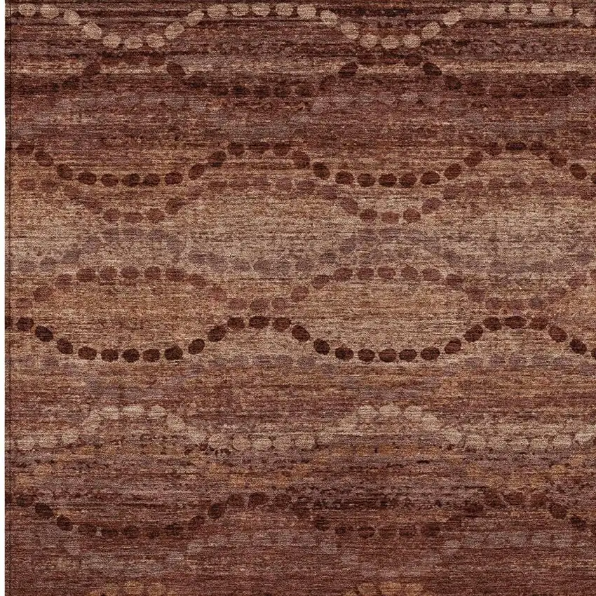 Rust And Copper Ogee Washable Indoor Outdoor Area Rug Photo 7