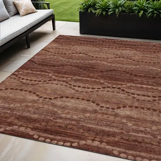 Rust And Copper Ogee Washable Indoor Outdoor Area Rug Photo 2