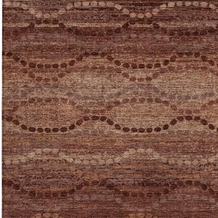 Rust And Copper Ogee Washable Indoor Outdoor Area Rug Photo 3