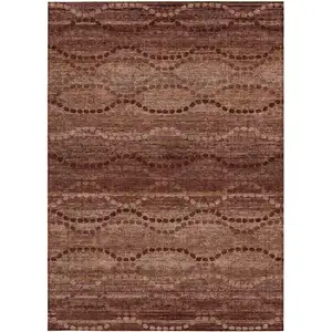 Photo of Rust And Copper Ogee Washable Indoor Outdoor Area Rug