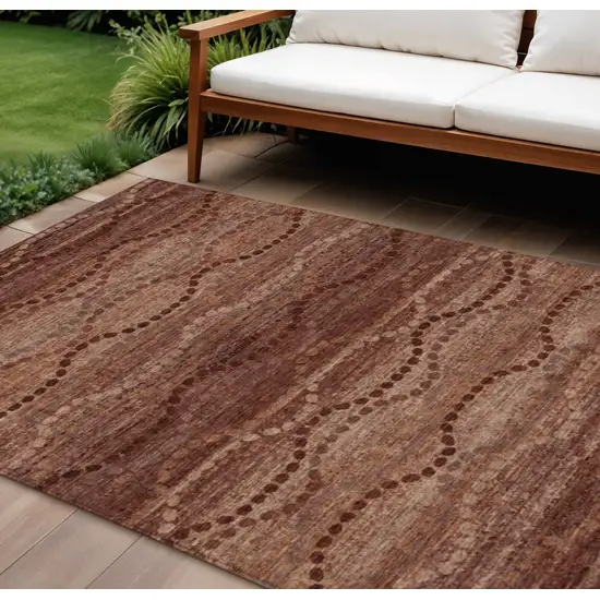 Rust And Copper Ogee Washable Indoor Outdoor Area Rug Photo 2