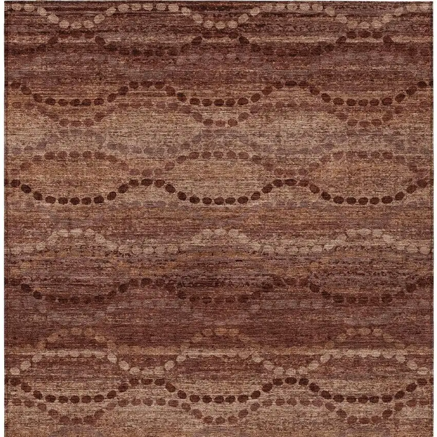 Rust And Copper Ogee Washable Indoor Outdoor Area Rug Photo 8